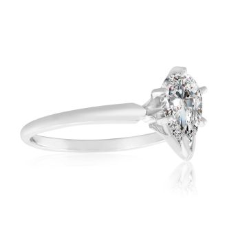 1 Carat Pear Shape Diamond Solitaire Ring in 14K White Gold