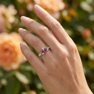 Ruby Claddagh Ring in 10k White Gold
