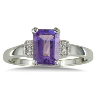 1 3/4ct Amethyst and Diamond Ring in Sterling Silver