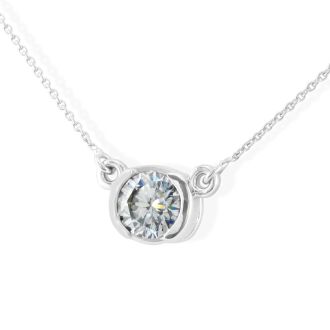 Bezel Set 1/2 Carat Diamond Necklace, 14k White Gold. Classically Elegant