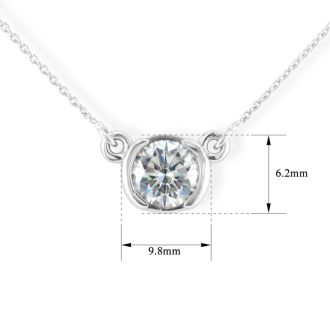Bezel Set 1/2 Carat Diamond Necklace, 14k White Gold. Classically Elegant