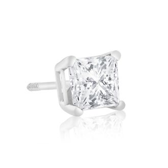 1ct Princess Diamond Stud Earrings In 14k White Gold