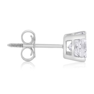 1ct Princess Diamond Stud Earrings In 14k White Gold