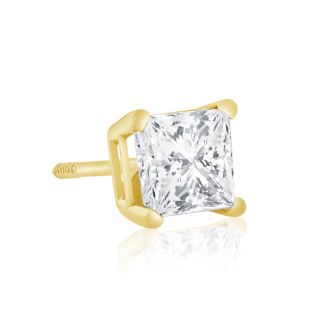 1ct G/H SI Quality Princess Diamond Stud Earrings In 14k Yellow Gold