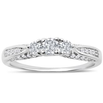 Stunning 1/2ct Three Diamond Ring in Sterling Silver. low quality diamonds. Only 1 Left