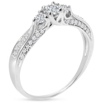 Stunning 1/2ct Three Diamond Ring in Sterling Silver. low quality diamonds. Only 1 Left