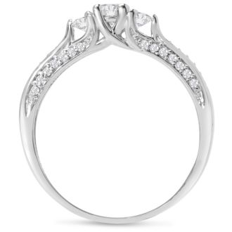 Stunning 1/2ct Three Diamond Ring in Sterling Silver. low quality diamonds. Only 1 Left