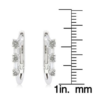 Diamond Drop Earrings: 1/5ct Baguette Diamond Earrings in 10k White Gold