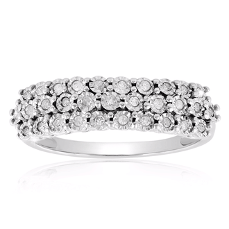 Diamond Right Hand Ring in Solid Sterling Silver