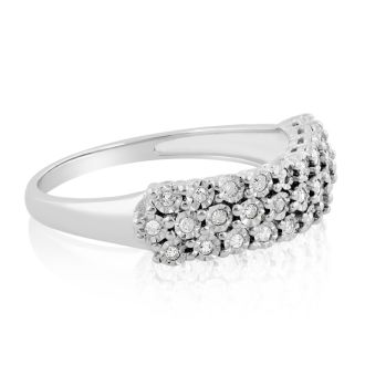 Diamond Right Hand Ring in Solid Sterling Silver