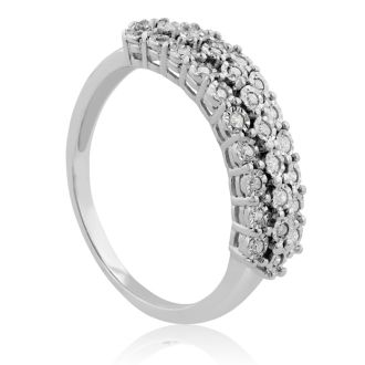 Diamond Right Hand Ring in Solid Sterling Silver