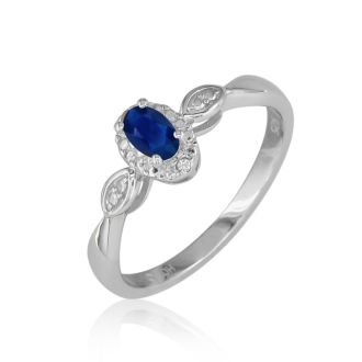 1/2ct Sapphire and Diamond Ring in Sterling Silver