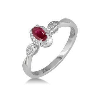 1/2ct Ruby and Diamond Ring in Sterling Silver