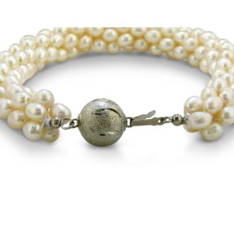 Four Strand Pearl Bracelet with Round Clasp