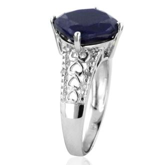 7ct Rough Cut Sapphire and Diamond Ring in Sterling Silver