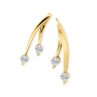 Diamond Drop Earrings: 1/4ct Diamond Olive Branch Earrings, 14k Yellow Gold