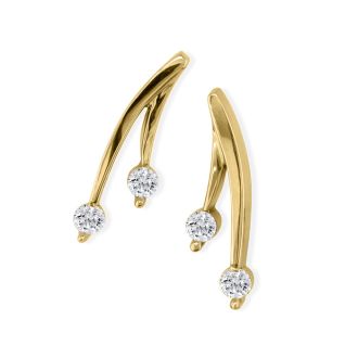 Diamond Dangle Earrings: 1/4ct Diamond Olive Branch Earrings, 14k Yellow Gold