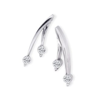Diamond Dangle Earrings: 1/4ct Diamond Olive Branch Earrings, 14k White Gold