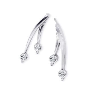 Diamond Dangle Earrings: 1/4ct Diamond Olive Branch Earrings, 14k White Gold