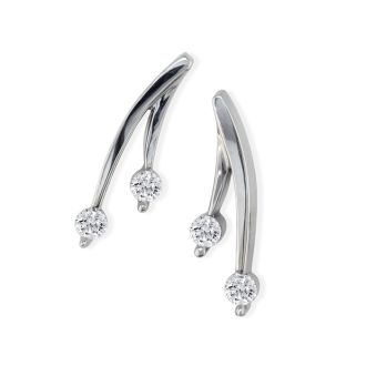 1/4ct Diamond Olive Branch Earrings, 14k White Gold