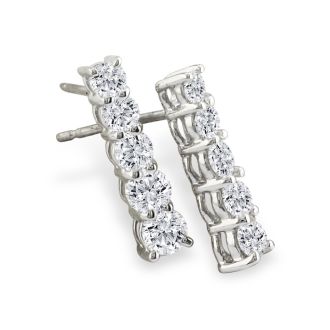 Diamond Drop Earrings: 1/2ct Classic Diamond Line Earrings in 14k White Gold
