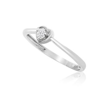 Dainty Heart Shaped .07ct Diamond Promise Ring in Sterling Silver