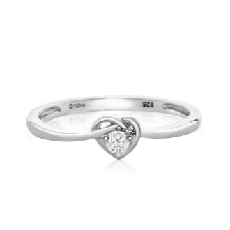 Dainty Heart Shaped .07ct Diamond Promise Ring in Sterling Silver