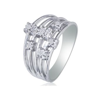 Simple and sweet stacked diamond ring is great for everyday wear.  Diamond content is 1/10 carat in I/J color and I2 clarity.