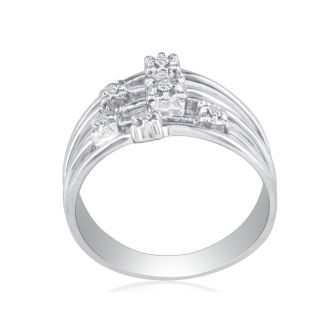 Simple and sweet stacked diamond ring is great for everyday wear.  Diamond content is 1/10 carat in I/J color and I2 clarity.