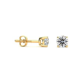 1/3 Carat Round Diamond Stud Earrings In 14 Karat Yellow Gold
