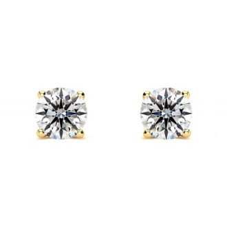 1/3 Carat Round Diamond Stud Earrings In 14 Karat Yellow Gold