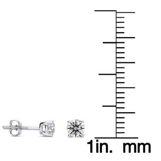 1/2 Carat Round Diamond Stud Earrings In 14 Karat White Gold