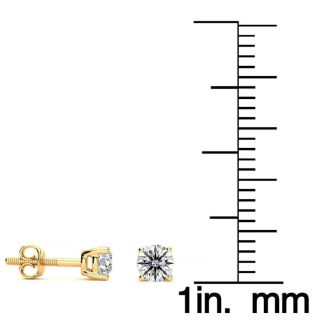 1/2 Carat Round Diamond Stud Earrings In 14 Karat Yellow Gold