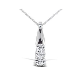 1ct Three Diamond Pendant in 14k White Gold
