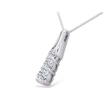 1ct Three Diamond Pendant in 14k White Gold