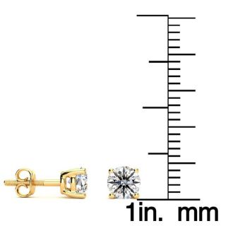 3/4 Carat Round Diamond Stud Earrings In 14 Karat Yellow Gold