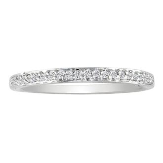 1/10ct Micro Pave Womens Wedding Diamond Band in 14k White Gold