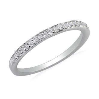 1/10ct Micro Pave Womens Wedding Diamond Band in 14k White Gold