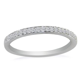 1/10ct Micro Pave Womens Wedding Diamond Band in 14k White Gold