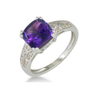 2 3/4ct Amethyst and Diamond Ring in Sterling Silver