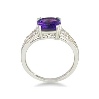 2 3/4ct Amethyst and Diamond Ring in Sterling Silver
