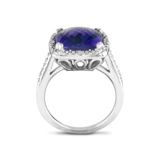 4ct Amethyst and Diamond Ring, Sterling Silver