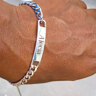 Stainless Steel ID Bracelet With Free Custom Engraving, 7.5 Inches