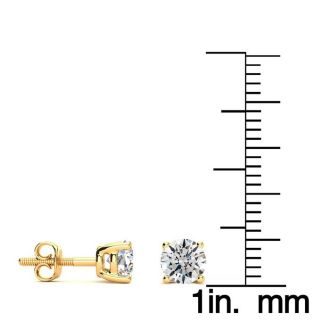 1 1/4 Carat Round Diamond Stud Earrings In 14 Karat Yellow Gold