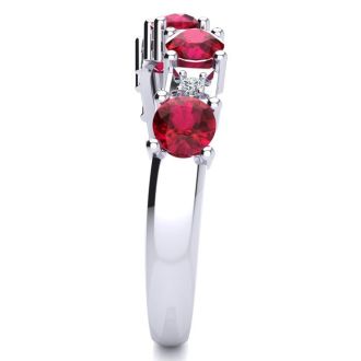 1 1/3 Carat Ruby and Diamond Journey Band Ring in 10K White Gold