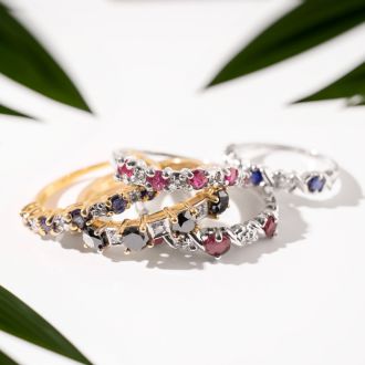 1 1/3 Carat Ruby and Diamond Journey Band Ring in 10K White Gold