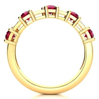1 1/3 Carat Ruby and Diamond Journey Band Ring in 10K Yellow Gold