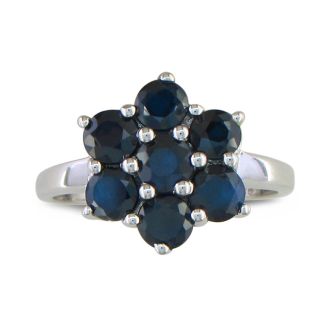 Flowery 2ct Sapphire Ring in Sterling Silver, Sizes 5 to 8