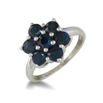 Flowery 2ct Sapphire Ring in Sterling Silver, Sizes 5 to 8