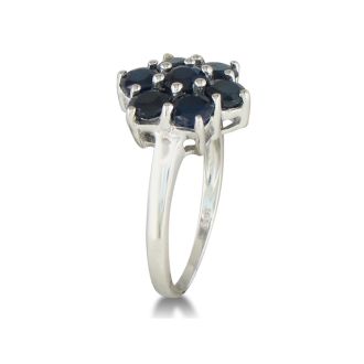 Flowery 2ct Sapphire Ring in Sterling Silver, Sizes 5 to 8